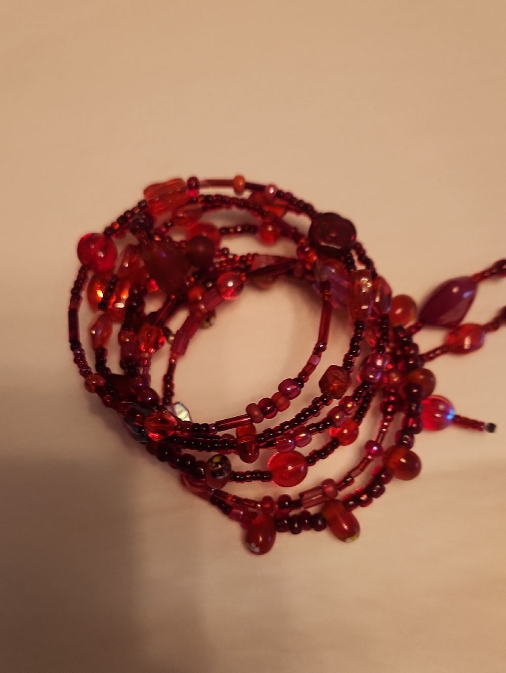Swarovski Handcrafted Red Beaded Wrap Bracelet.